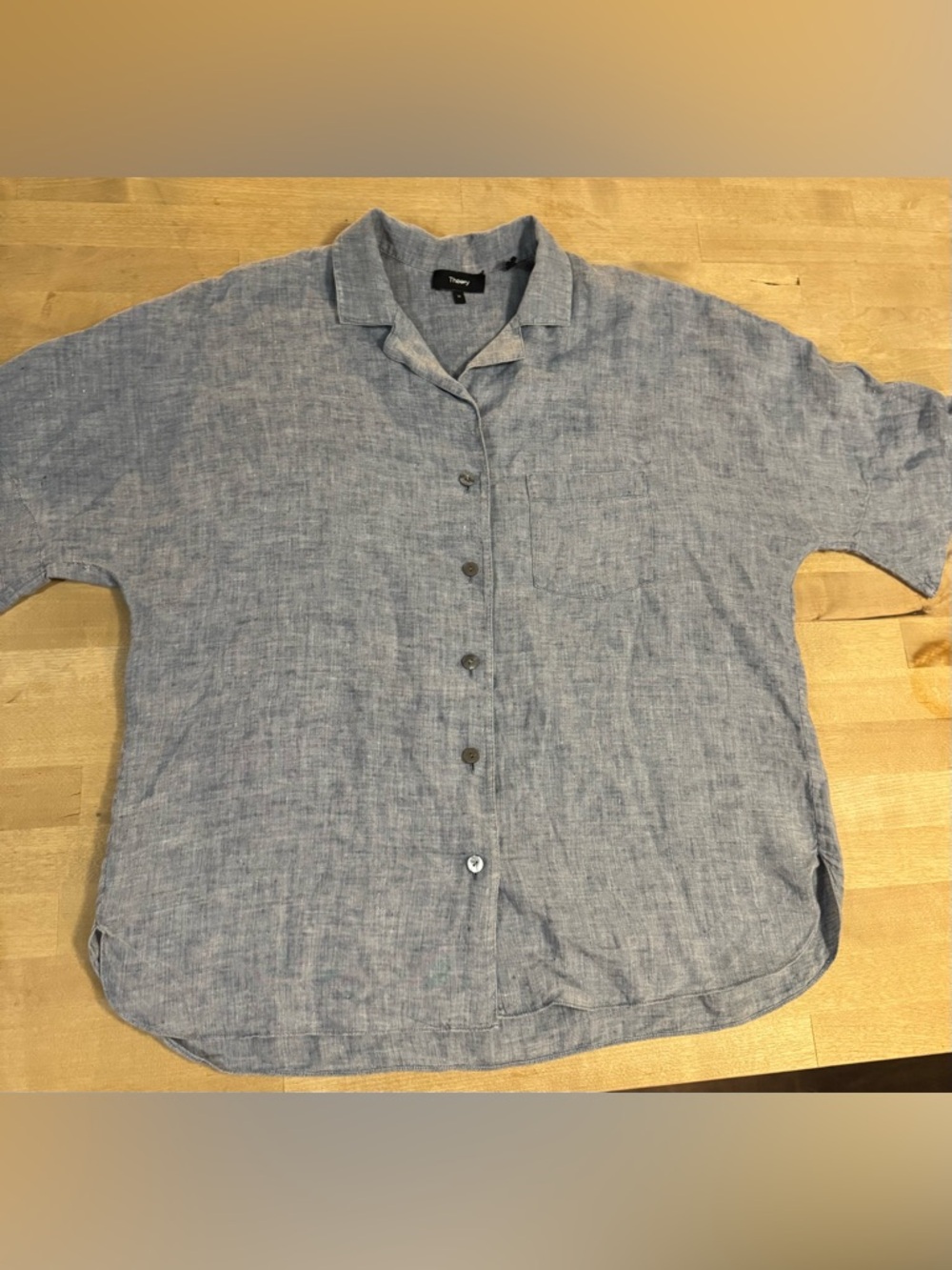 Theory Light Blue Linen Button-Down Shirt - Picture 2 of 9